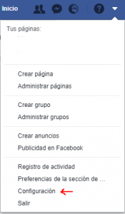 configuracion facebook